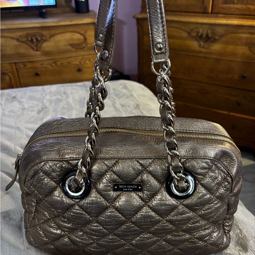 Kate Spade New York Quilted Metallic Leather Satchel - Picture 15 of 16